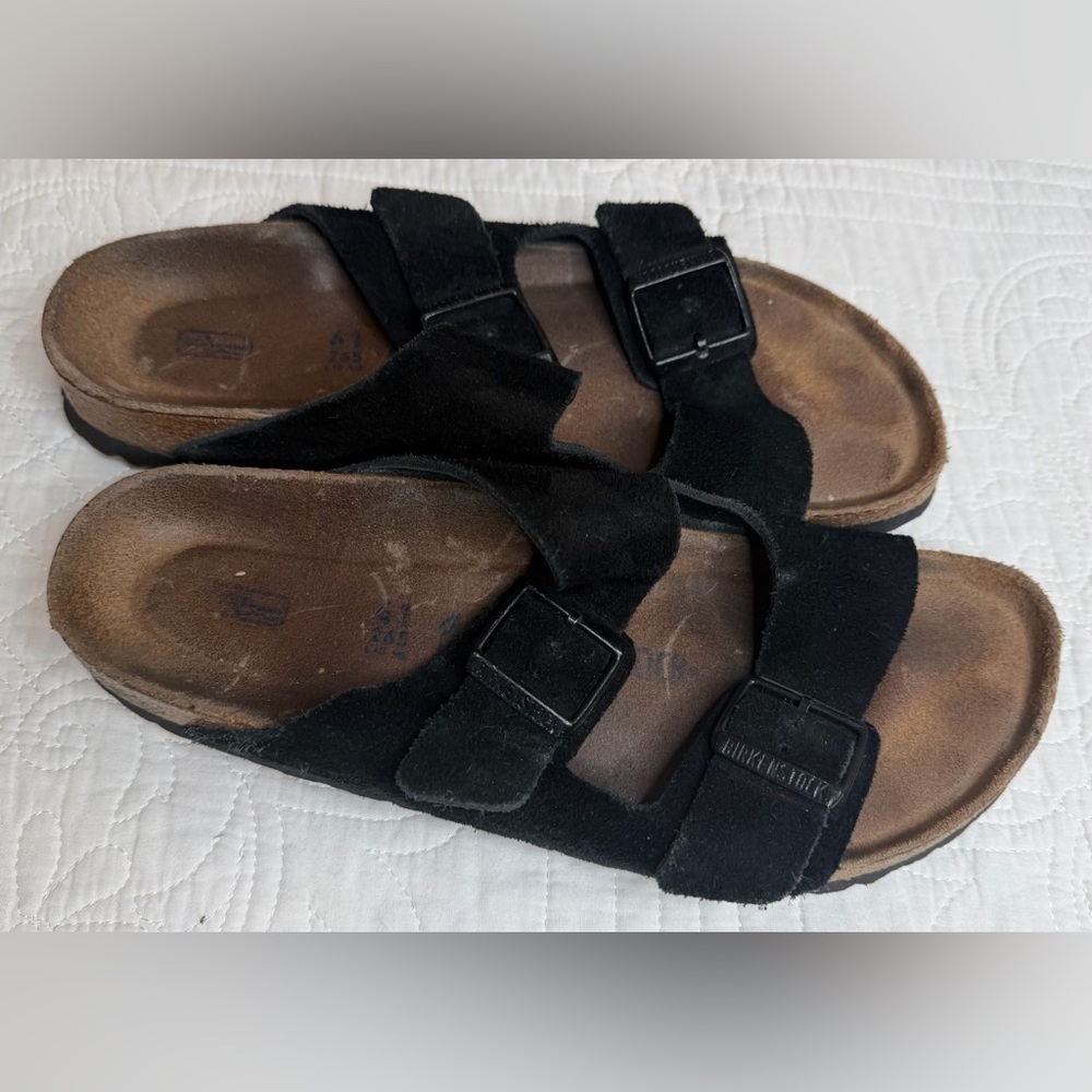 Birkenstock Arizona Shoes EU 41 Med/Narrow Suede Two Strap Sandals Cork Footbed